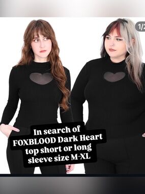 ISO FOXBLOOD DARK HEART SHORT OR LONG SLEEVE SIZE M